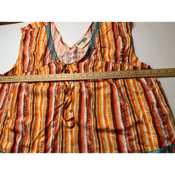 Savanna Jane Womens 1X Boho Embroidered Stripe Sleeveless Rayon Blouse - Picture 3 of 8